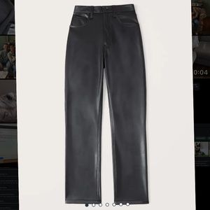 Abercrombie Vegan Leather 90s Ultra High Rise Straight Pants